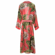 Load image into Gallery viewer, Two&#39;s Company Coral Passion Flower Robe Gown with Removable Waist Tie Closure
