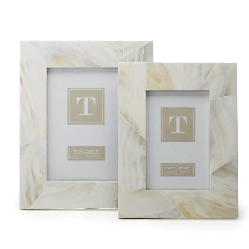 Two's Company Ocean Sand Mother of Pearl Set of 2 Photo Frame Set