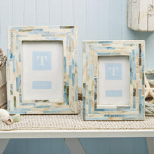Load image into Gallery viewer, Two&#39;s Company Shimmering Blues Set of 2 Blue &amp; White MOP Tile Photo Frames
