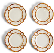 Load image into Gallery viewer, Two&#39;s Company Bamboo Touch Set of 4 Dinner Plate with Bamboo Rim
