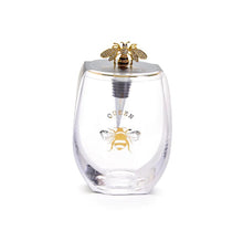 Load image into Gallery viewer, Two&#39;s Company Queen Bee Stemless Wine Glass w/ Jeweled Bee Wine Stopper
