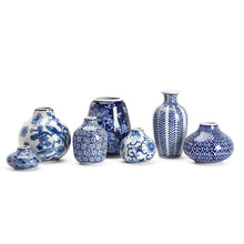 Load image into Gallery viewer, Two&#39;s Company Blue and White Set of 7 Hand-Painted Vases
