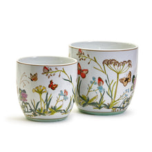 Load image into Gallery viewer, Two&#39;s Company Butterfly Garden Set of 2 Cachepot / Planter w/ Drainage Hole
