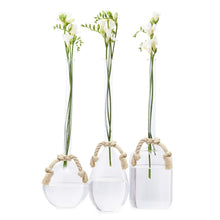 Load image into Gallery viewer, Two&#39;s Company Sleek And Chic Vase Trio with Knotted Rope Tie

