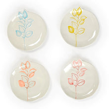 Load image into Gallery viewer, Two&#39;s Company Full on Color Set of 4 Hand-Painted Tidbit Plates
