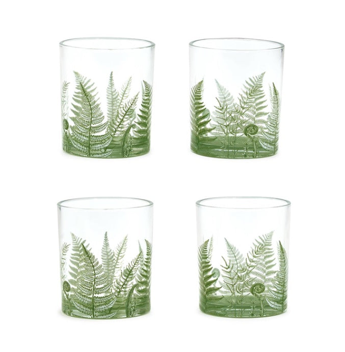 Two's Company Set of 4 Fern Double Old Fashion in Gift Box