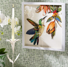 Load image into Gallery viewer, Two&#39;s Company Set of 2 Humming Birds Paper Collage Wall Art
