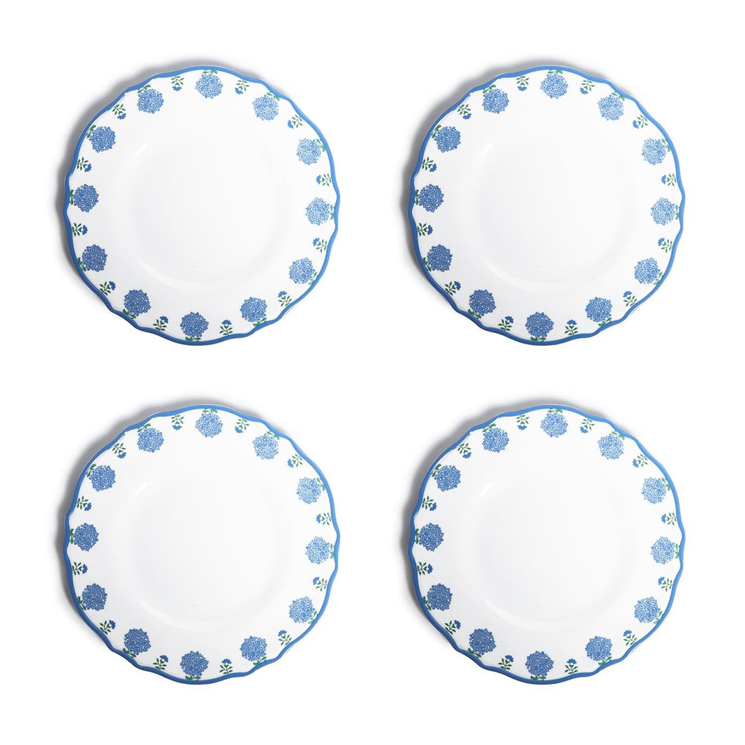 Two's Company Hydrangea Melamine Set of 4 Dinner Plates