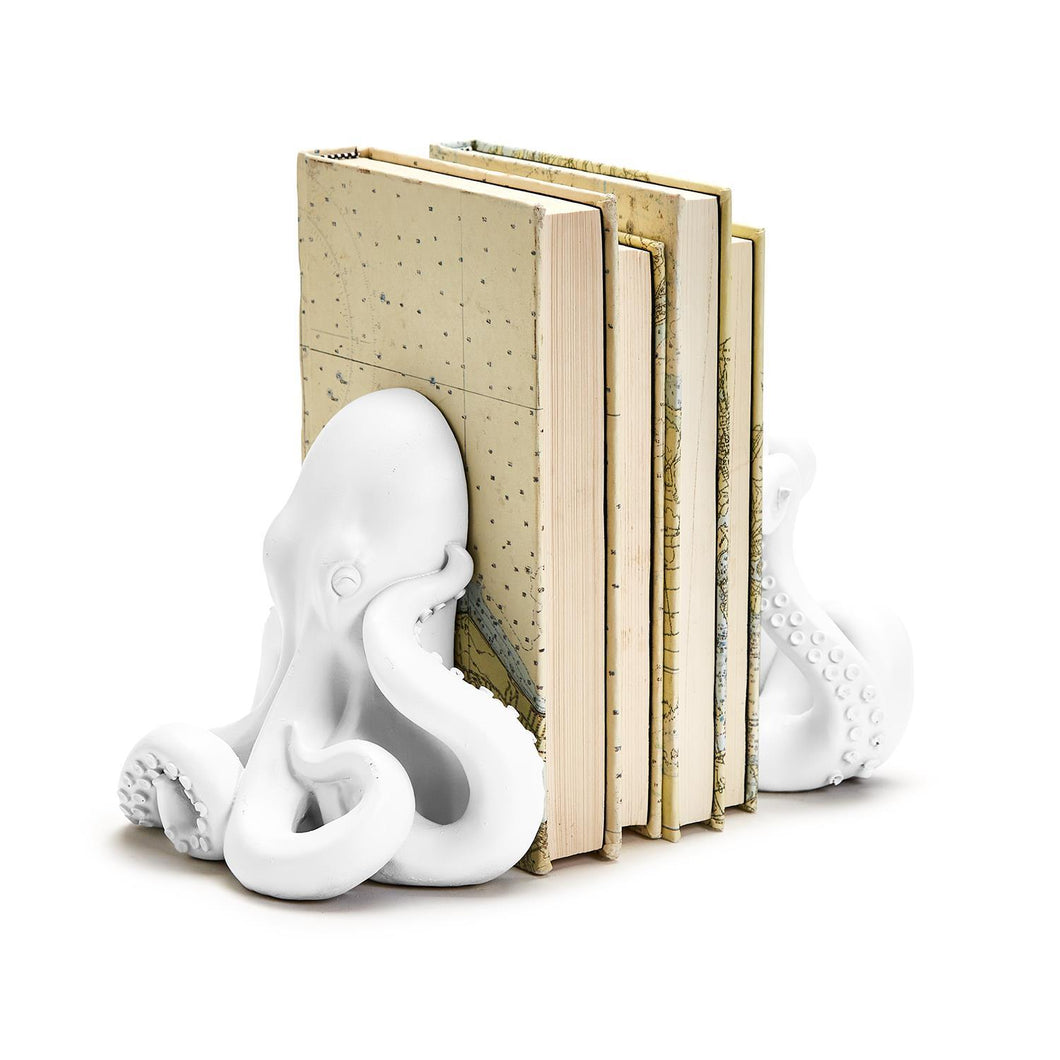 Two's Company White Octopus 2 Piece Bookend Set