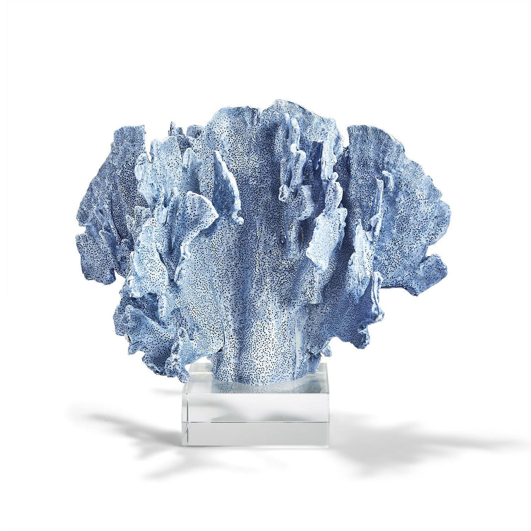 Two's Company Blue Coral Sculpture on Glass Base