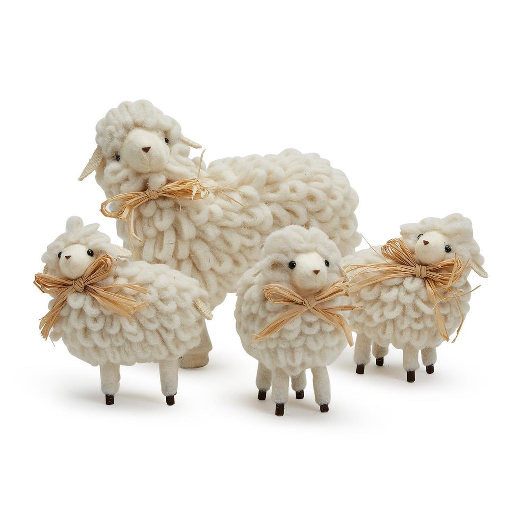 Two's Company Flock of Sheep Set of 4 with Raffia Tie