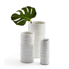 Load image into Gallery viewer, Two&#39;s Company Set of 3 White Organic Rings Cylinder Vases
