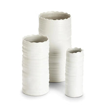 Load image into Gallery viewer, Two&#39;s Company Set of 3 White Organic Rings Cylinder Vases
