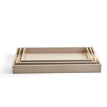Load image into Gallery viewer, Two&#39;s Company Taupe Set of 3 Decorative Rectangle Tray with Acrylic Handles
