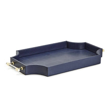 Load image into Gallery viewer, Two&#39;s Company Regency Decorative Navy Rectangle Tray with Scallop Sides
