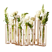 Load image into Gallery viewer, Tozai Lavoisier Hinged Flower Vases With Antiqued Gold Finish, 10-Piece Set

