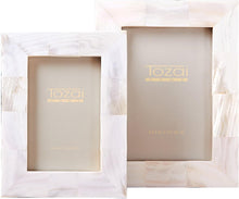 Load image into Gallery viewer, Tozai Pearly Set of 2 White Photo Frames in Gift Box (4x6&quot; and 5x7&quot;)
